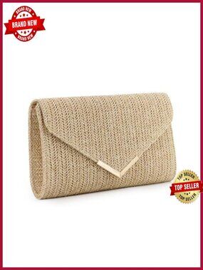 Straw Woven Clutch Purse Raffia Evening Bag Beach Handbag Wedding Travel Party